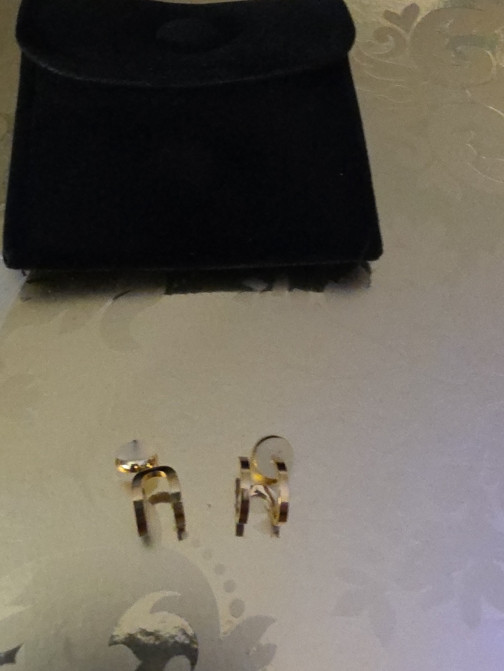 Gold Tone Hug Hoop Accent Women’s Earrings